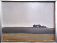 Mid Century Modern Vintage Abstract Landscape Oil Painting - Distant Trees
