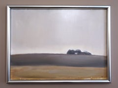 Mid Century Modern Vintage Abstract Landscape Oil Painting - Distant Trees