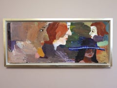 1989 Vintage Original Expressive Swedish Figurative Oil Painting - The Rumour