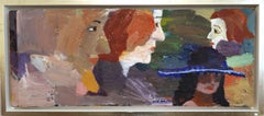 1989 Vintage Original Expressive Swedish Figurative Oil Painting - The Rumour
