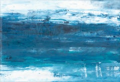 Large scale abstract impressionist ocean waters painting aqua blue coastal