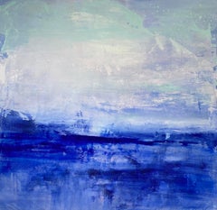Green and blue glass Abstract Painting, Large Square Canvas, Original