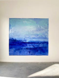 Green and blue glass Abstract Painting, Large Square Canvas, Original