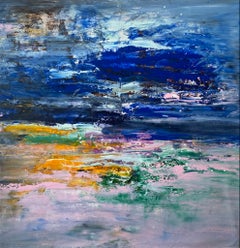Colour Waves Abstract Painting, Large Square Canvas, Original