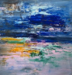 Colour Waves Abstract Painting, Large Square Canvas, Original