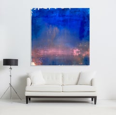 Ocean Abstract Painting, Large Square Canvas, Original