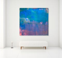 Garden Abstract Painting, Large Square Canvas, Original