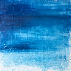 Todo está en los detalles. Cuadro abstracto azul, lienzo cuadrado grande, original