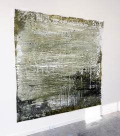 Todo está en los detalles: Pintura abstracta de Moss, lienzo cuadrado grande, original