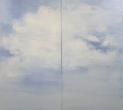 Cuadro díptico de acrílico de gran formato «Head In The Clouds», estilo abstracto