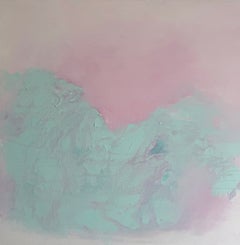 Pastellfarbene Wolken-Skizze – Rosa, minimalistisches, abstraktes Himmelsgemälde