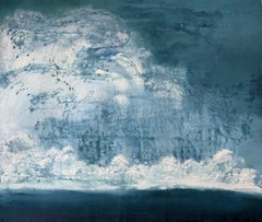 „Everything Everywhere All at Once“ – Überdimensionales abstraktes Gemälde in Mitternachtsblau