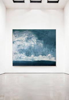 „Everything Everywhere All at Once“ – Überdimensionales abstraktes Gemälde in Mitternachtsblau