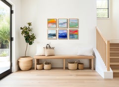 Sei dipinti astratti e colorati in stile impressionista costiero, già incorniciati e pronti da appendere