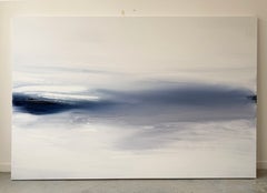 white blue grey large minimalist abstract landscape painting