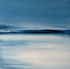 Blue sky abstract minimalist water impressionist painting original artwork
