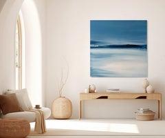 Blue sky abstract minimalist water impressionist painting original artwork