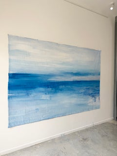 "Sultry Summer Blue": dipinto originale extra large con paesaggio marino astratto