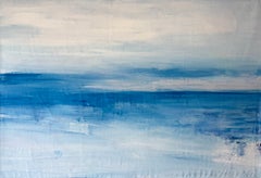 "Sultry Summer Blue": dipinto originale extra large con paesaggio marino astratto