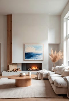 « Bright Blue Day No1 », paysage abstrait impressionniste, 60 x 74 cm