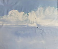 Floating No2, Impressionistic abstract blue Sky and cloud original painting