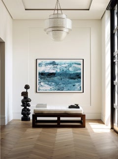 "Abstract in Blue Green n. 1", dipinto originale su carta da arte, 79 cm (l) x 56 cm (a)