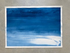 « Calm Blue Waters n° 1 », peinture abstraite originale sur papier d'art, 79 cm (l) x 56 cm (h)