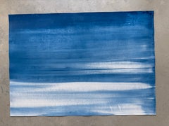 "Calm Blue Waters n. 2", dipinto astratto originale su carta da arte, 79 cm (larghezza) x 56 cm (altezza)