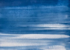 "Calm Blue Waters n. 2", dipinto astratto originale su carta da arte, 79 cm (larghezza) x 56 cm (altezza)