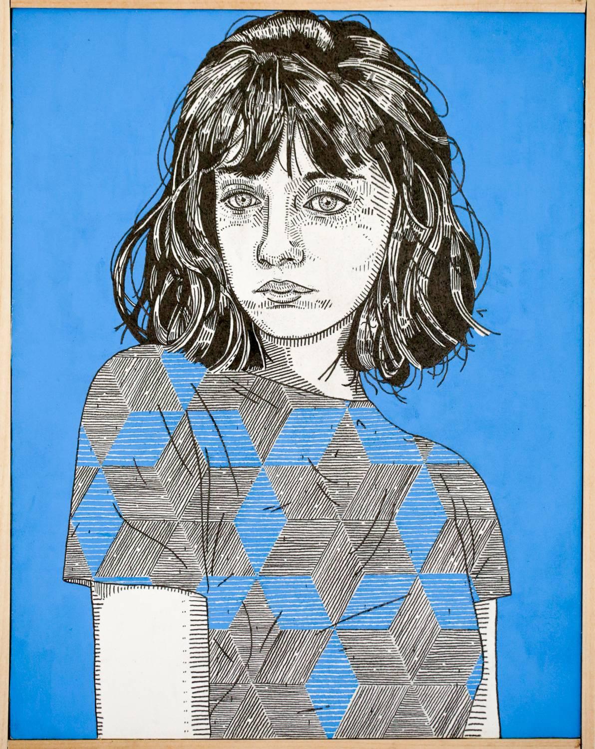 Jason Andrew Turner Figurative Art - she (blue)