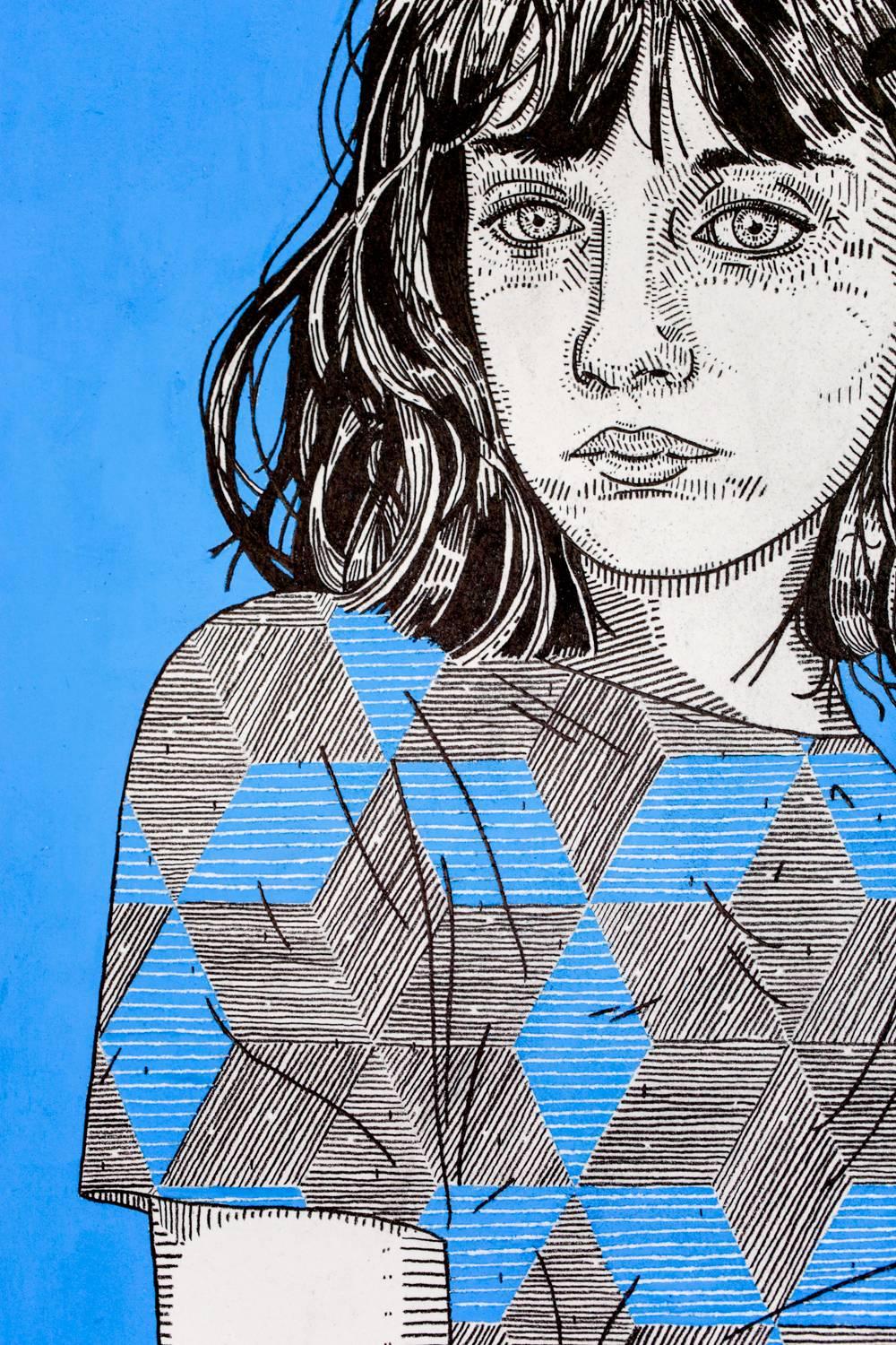 she (blue) - Blue Figurative Art by Jason Andrew Turner