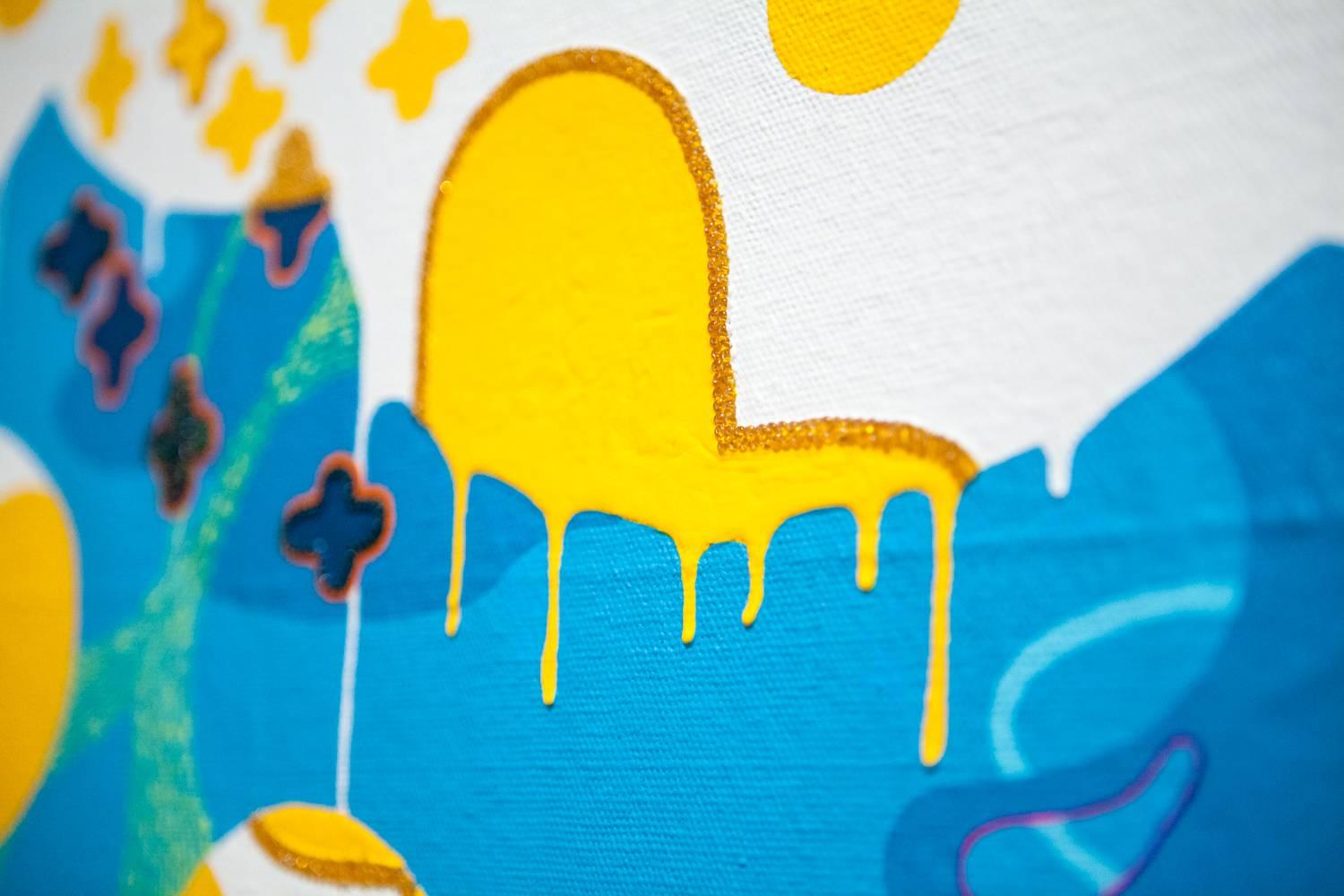 Hot Spot - Yellow Abstract Painting by Kelly Kozma