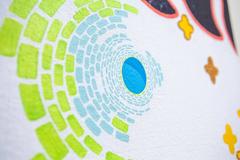 "Juncture" Astrazione geometrica, ricamo e acrilico