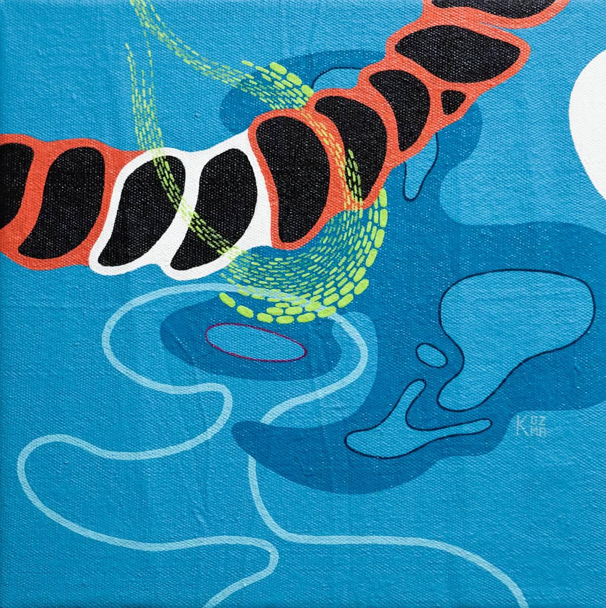 Abstract Painting Kelly Kozma -  Link , peinture abstraite, bleue, verte, rouge