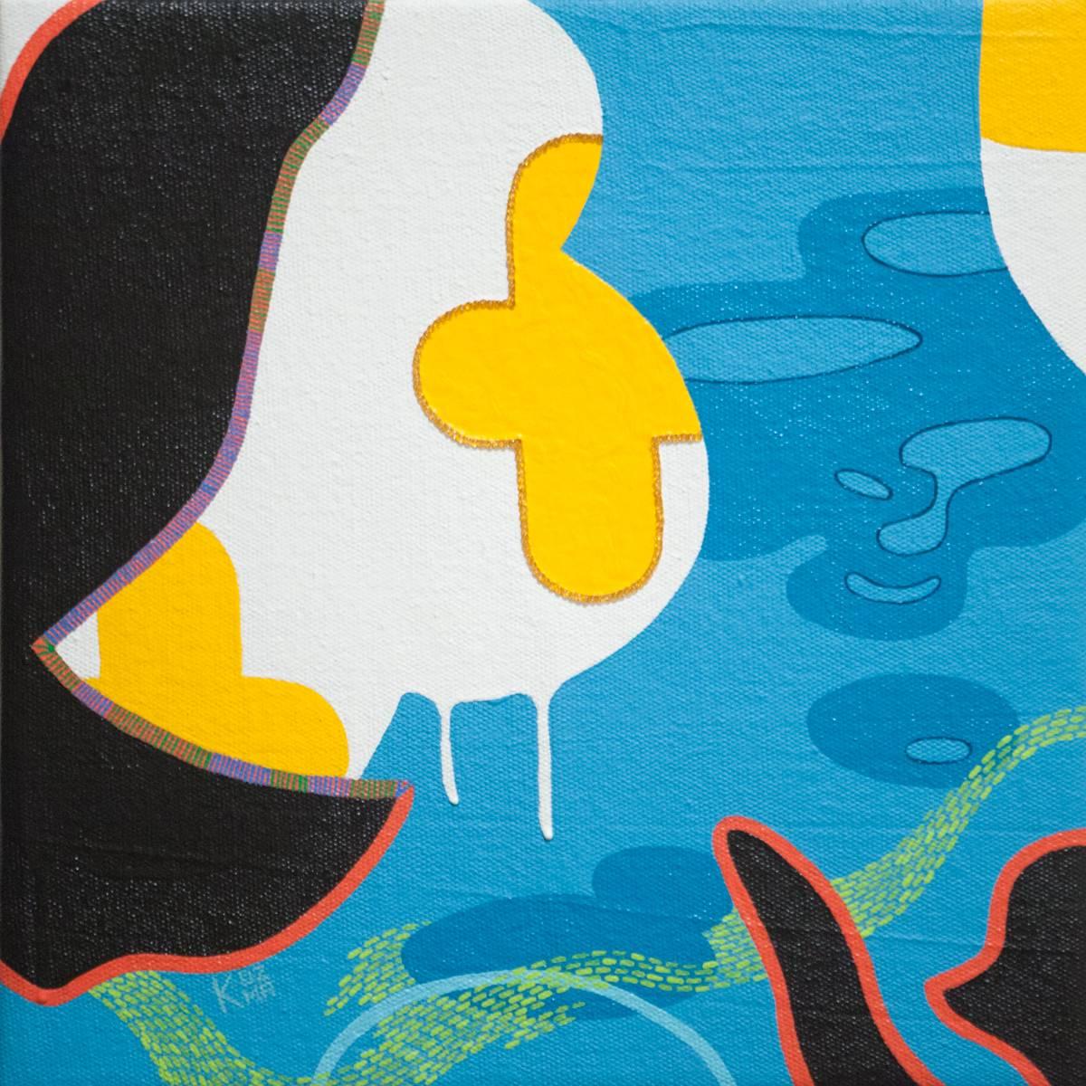 „Right Behind“ Abstraktes Gemälde, Latexfarbe