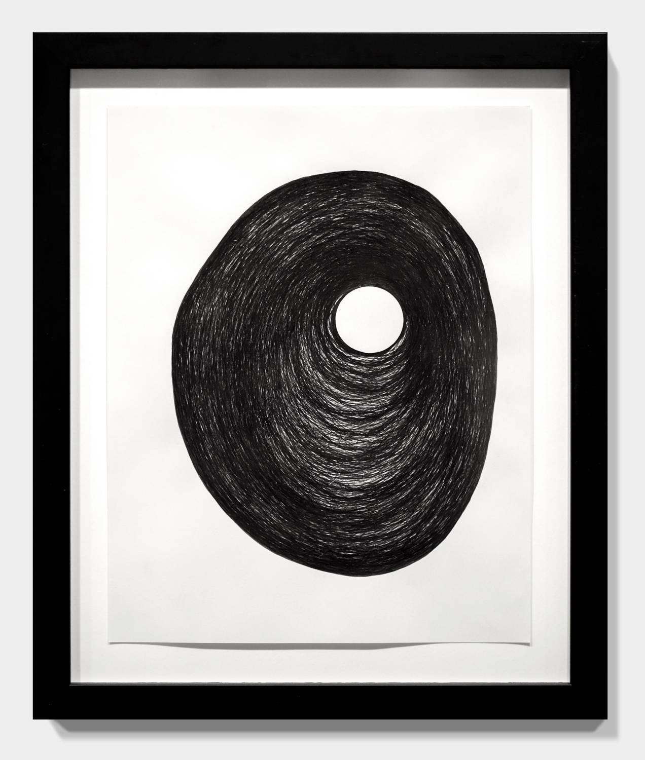 Petit dessin abstrait Vortex, marqueur sur papier - Art de Patrick Blake