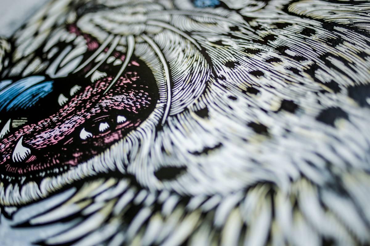 Sérigraphie en émail 6 couleurs « Serpent léopard » de Wolfbat - Contemporain Print par Dennis McNett