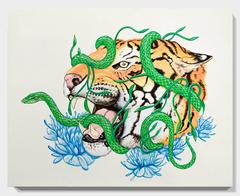 "Voices I" Animals, Acrylic on panel