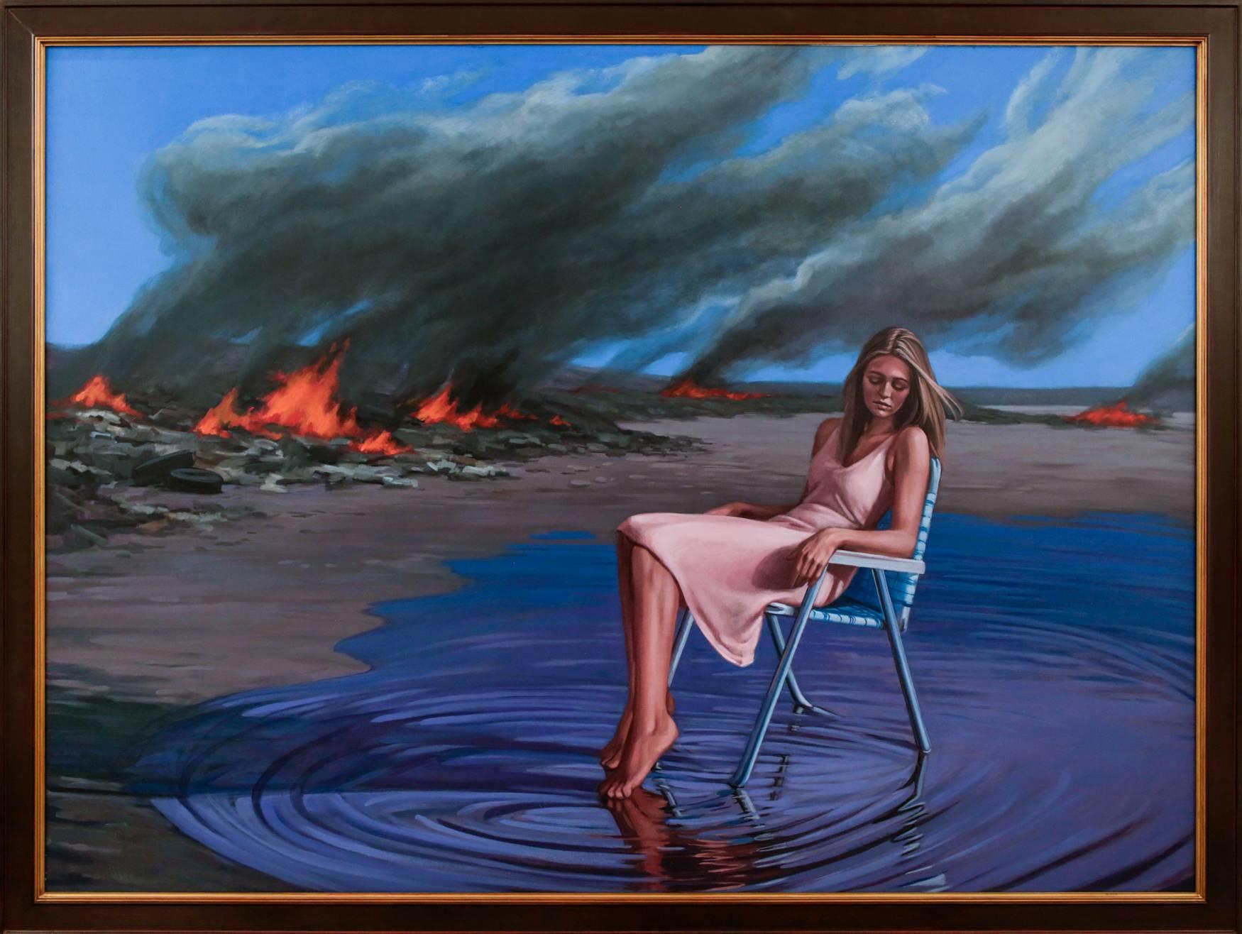 Katherine Fraser Figurative Painting – „As Far as the Mind Can See“ Hyperrealistisches Ölgemälde