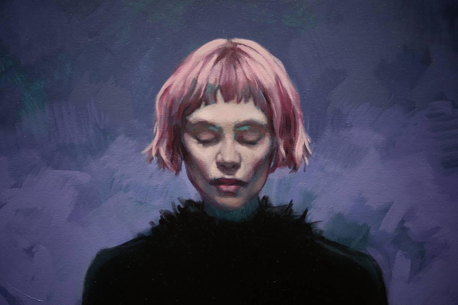Confessing Mystery - Black Portrait Painting by Katherine Fraser
