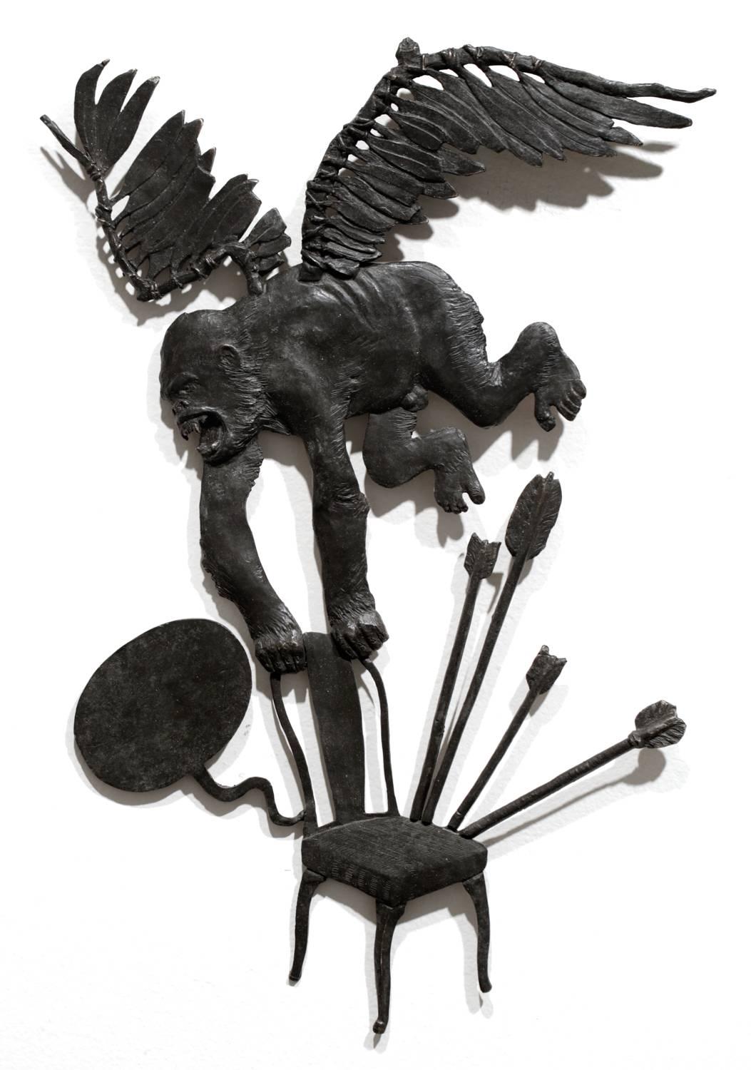Jedediah Morfit Figurative Sculpture - "Interrogation" Bronze sculpture