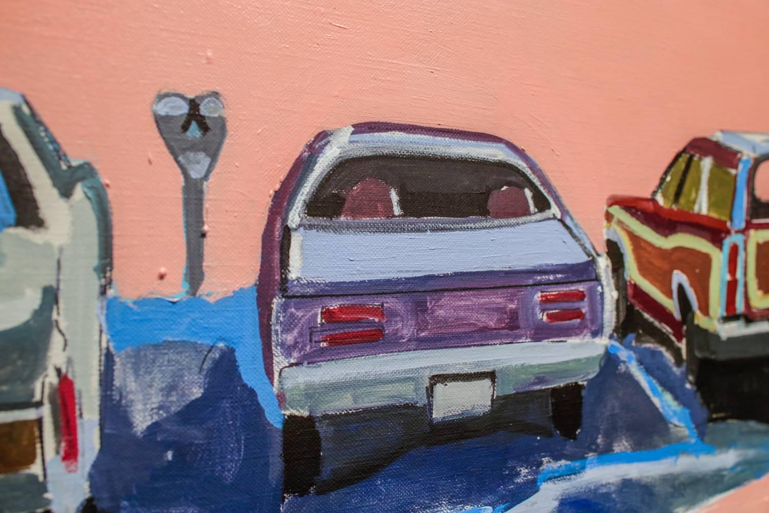 Parking Lot - Pink Still-Life Painting by Jessica Brilli