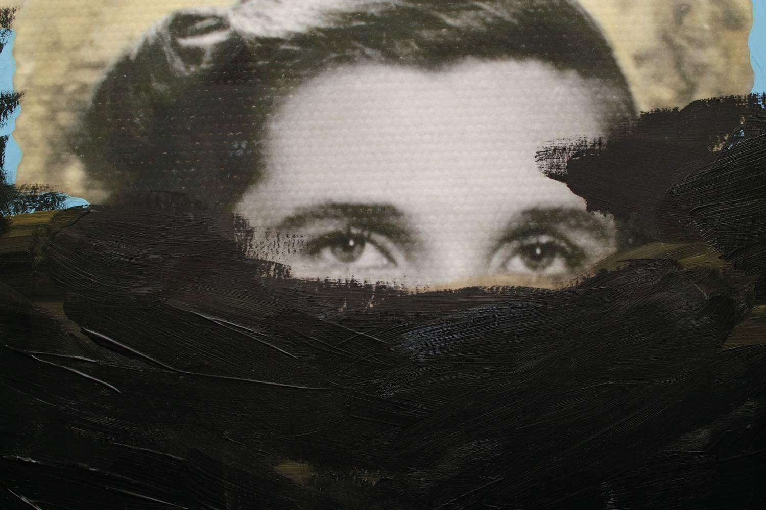 Untitled (18 Lioyor) - Black Portrait Painting by Daisy Patton