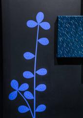 "A GOOD PLACE", Mixed Media Panel Assemblage with Candle, Plant, and Moon Motifs
