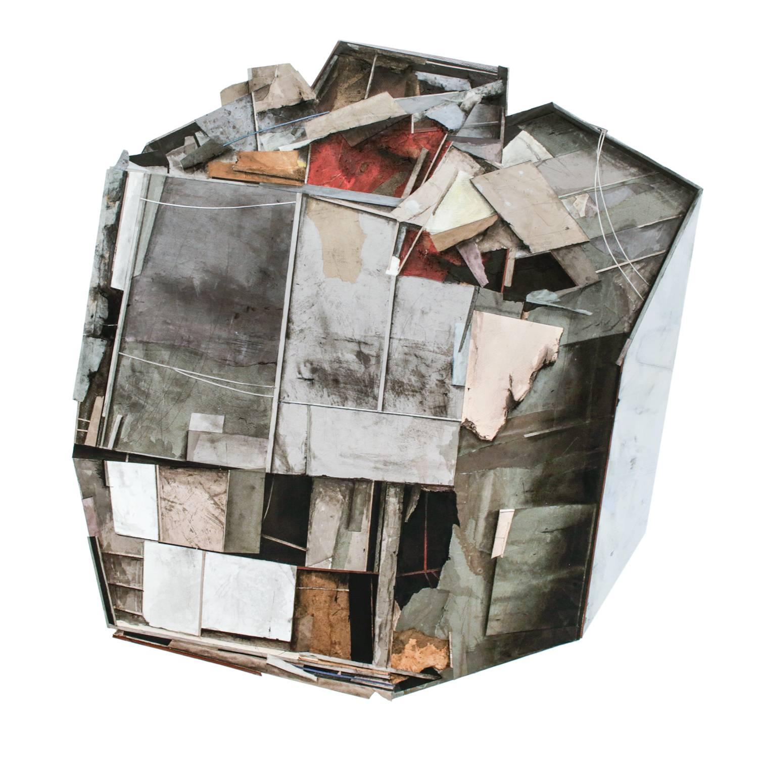 "Mass Study VI", Layered Paper and Drawing Collage, Architectural, Distressed - Mixed Media Art by Seth Clark