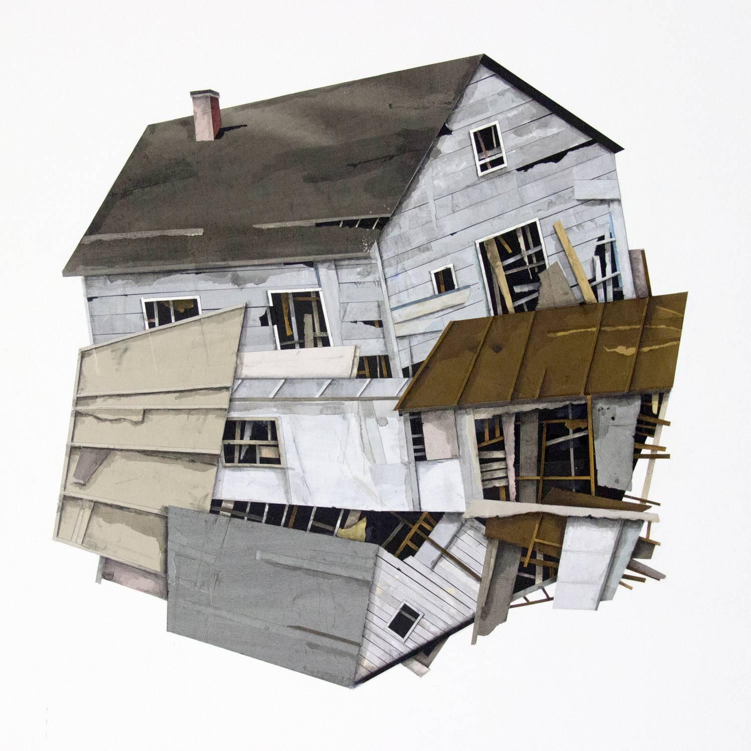 "Mass Study VIII", Abstracted Layered Paper and Drawing Collage, Architectural - Mixed Media Art by Seth Clark