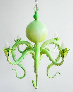 "Chandelier I" Hanging green chandelier with tentacles