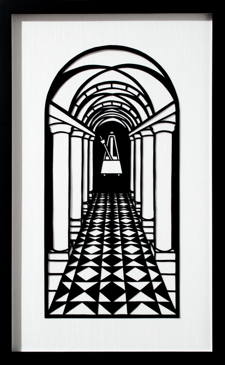 "Metronome" Framed cut paper - Art by Joe Boruchow