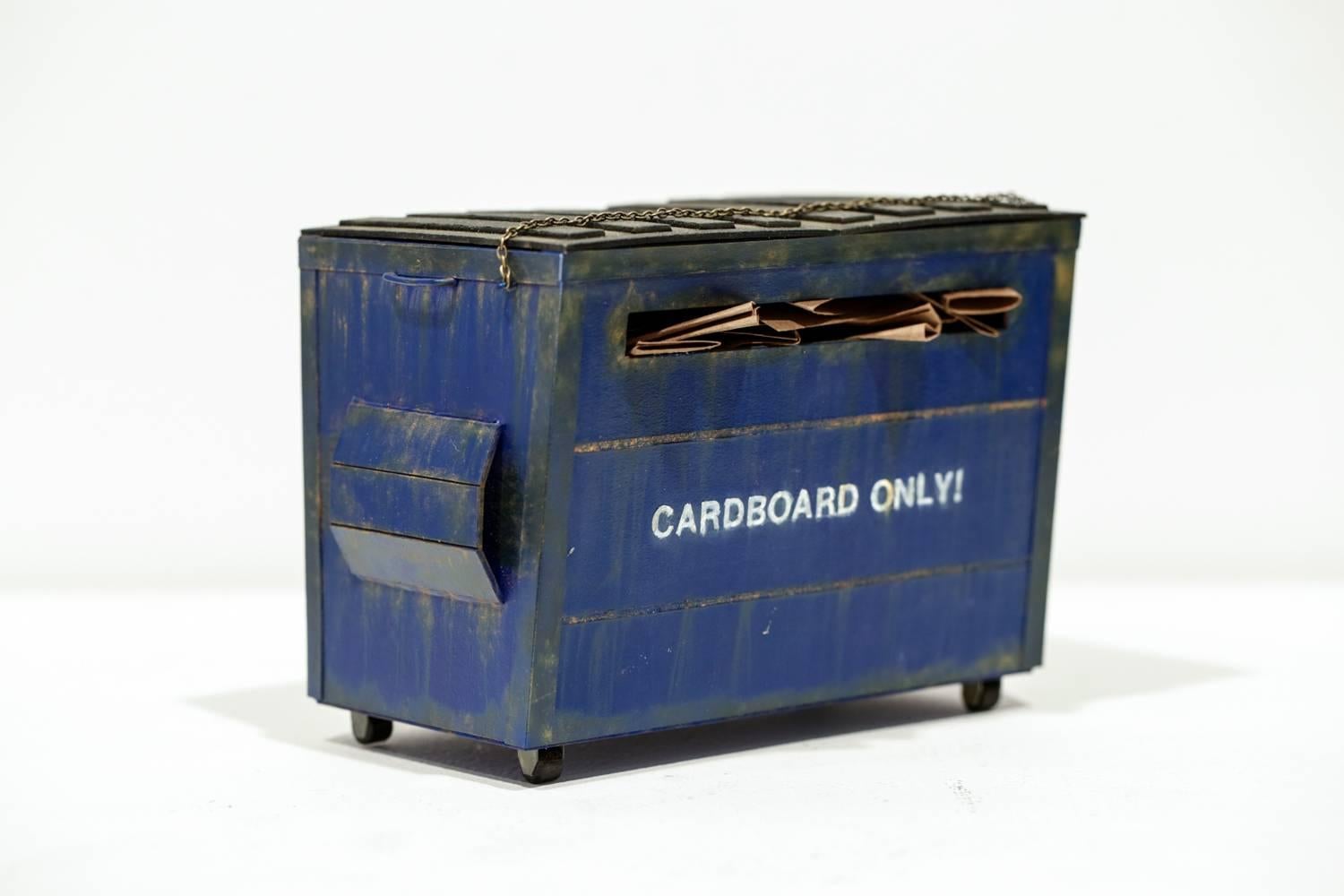 Drew Leshko Figurative Sculpture - Cardboard Only Dumpster