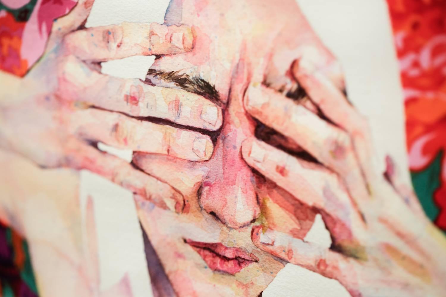 Confusion and Fear - Beige Figurative Art by Emily Smith